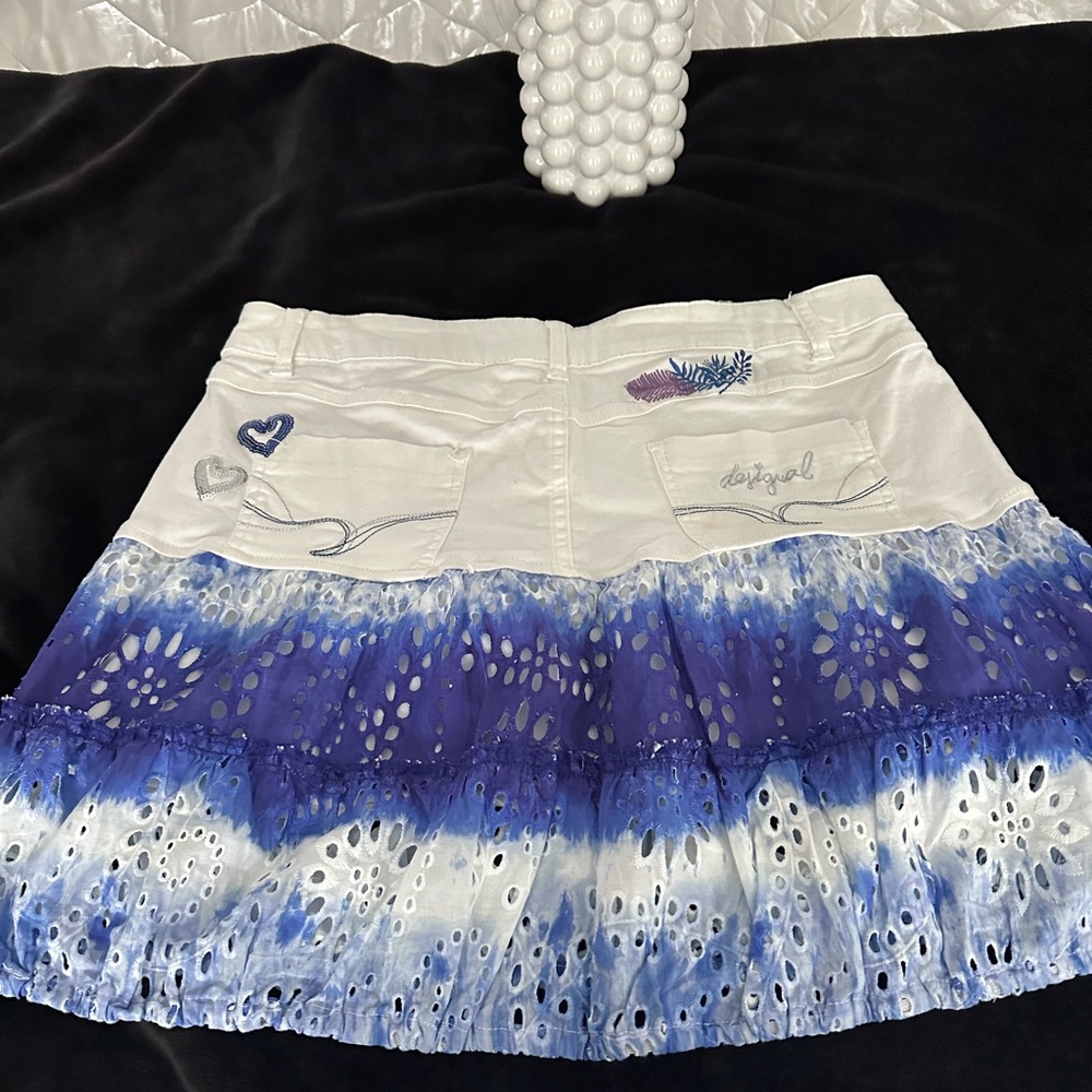 Brand: Desigual  (from Spain). Denim skirt. Artful and unique.